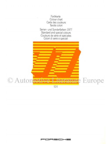1977 PORSCHE 924 FARBKARTE PROSPEKT