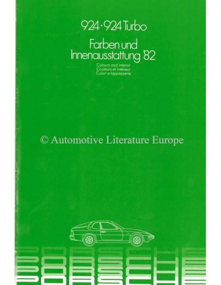 1982 PORSCHE 924 & 924 TURBO COLOURS & INTERIOR BROCHURE
