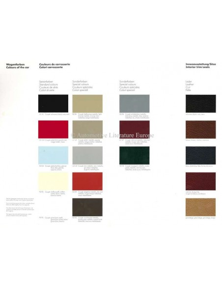 1983 PORSCHE 928S COLOURS & INTERIOR BROCHURE