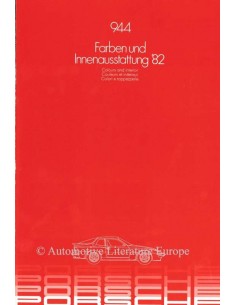 1982 PORSCHE 944 FARBEN & INNENAUSSTATTUNG PROSPEKT