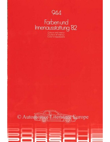 1982 PORSCHE 944 FARBEN & INNENAUSSTATTUNG PROSPEKT