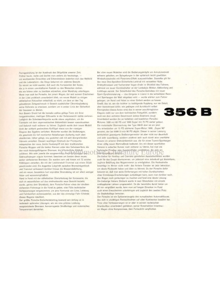 1960 PORSCHE 356 B BROCHURE GERMAN
