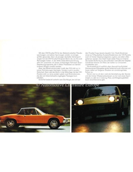 1971 VW-PORSCHE 914 BROCHURE DUITS