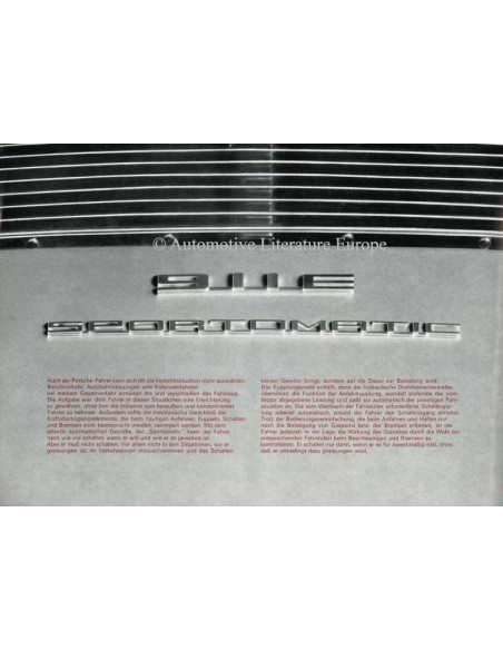 1968 PORSCHE 911T & 911E SPORTOMATIC BROCHURE DUITS