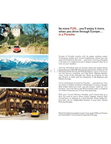 1969 PORSCHE TOURIST DELIVERY BROCHURE ENGELS