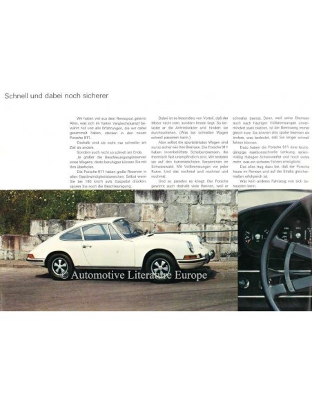 1970 PORSCHE 911 BROCHURE DUITS