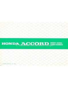 1985 HONDA ACCORD OWNER'S MANUAL