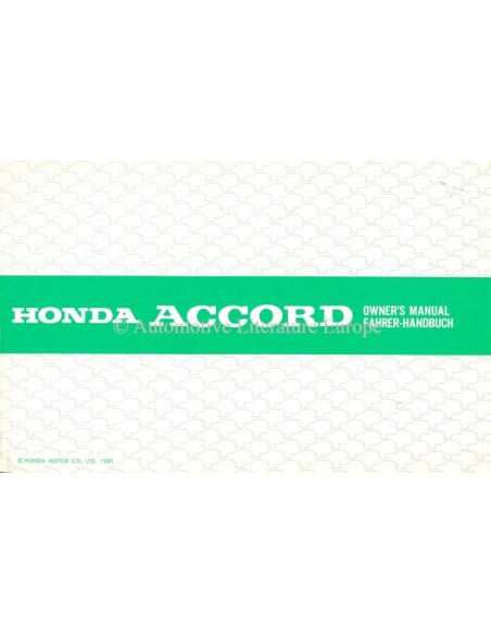 1985 HONDA ACCORD INSTRUCTIEBOEKJE