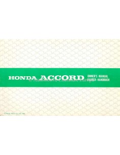 1981 HONDA ACCORD BETRIEBSANLEITUNG