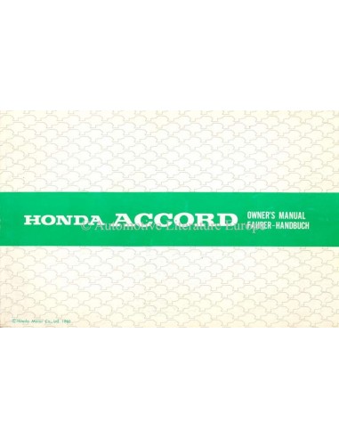 1981 HONDA ACCORD BETRIEBSANLEITUNG
