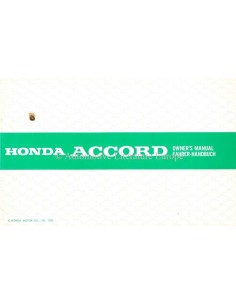1986 HONDA ACCORD OWNER'S MANUAL