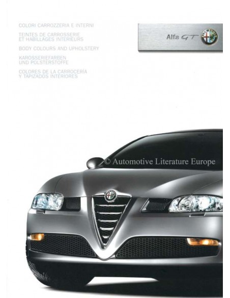 2003 ALFA ROMEO GT KAROSSERIEFARBEN UND POLSTERSTOFFE PROSPEKT