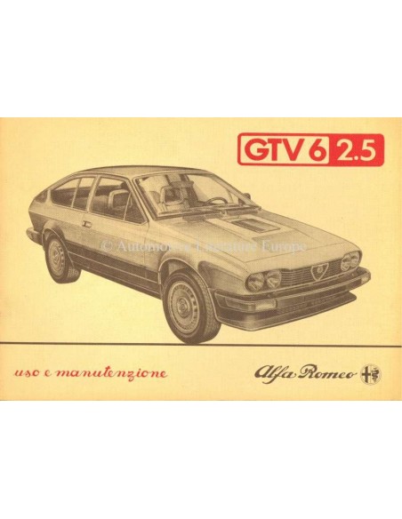 1983 ALFA ROMEO GTV6 2.5 OWNERS MANUAL ITALIAN