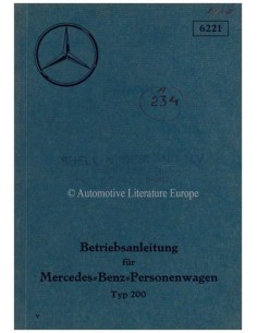 1936 MERCEDES BENZ TYPE 200 INSTRUCTIEBOEKJE DUITS