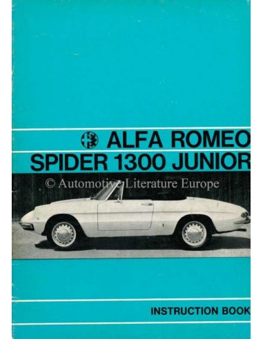 1968 ALFA ROMEO SPIDER 1300 BETRIEBSANLEITUNG ENGLISCH
