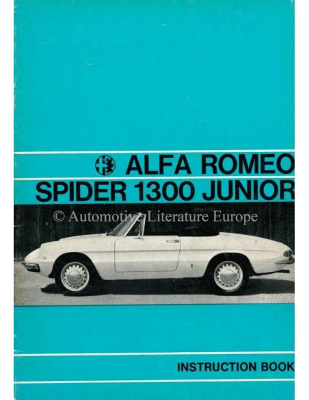 1968 ALFA ROMEO SPIDER 1300 BETRIEBSANLEITUNG ENGLISCH