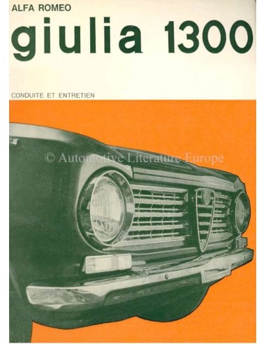 1967 ALFA ROMEO GIULIA 1300 INSTRUCTIEBOEKJE FRANS