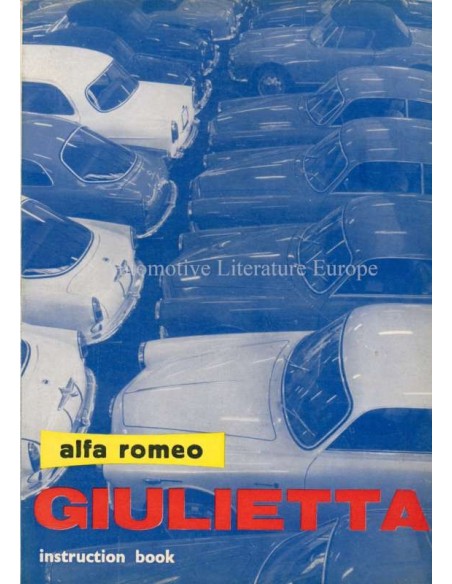 1961 ALFA ROMEO GIULIETTA OWNERS MANUAL ENGLISH
