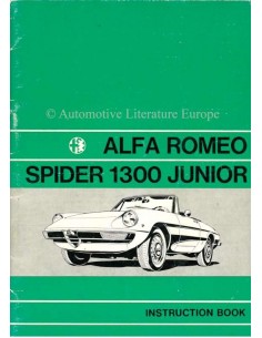 1971 ALFA ROMEO SPIDER 1300 JUNIOR INSTRUCTIEBOEKJE ENGELS