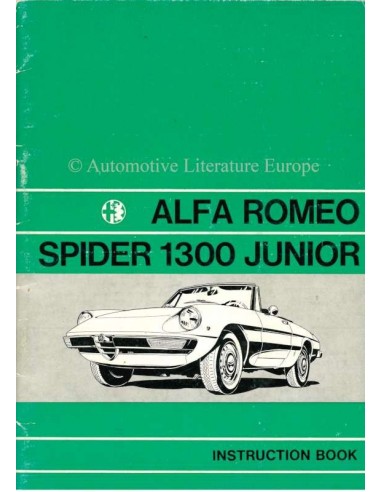 1971 ALFA ROMEO SPIDER 1300 JUNIOR INSTRUCTIEBOEKJE ENGELS