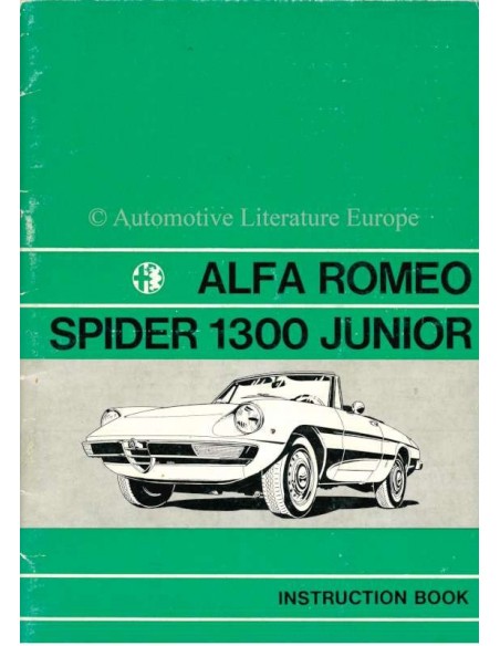 1971 ALFA ROMEO SPIDER 1300 JUNIOR INSTRUCTIEBOEKJE ENGELS