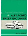 1971 ALFA ROMEO SPIDER 1300 JUNIOR INSTRUCTIEBOEKJE ENGELS