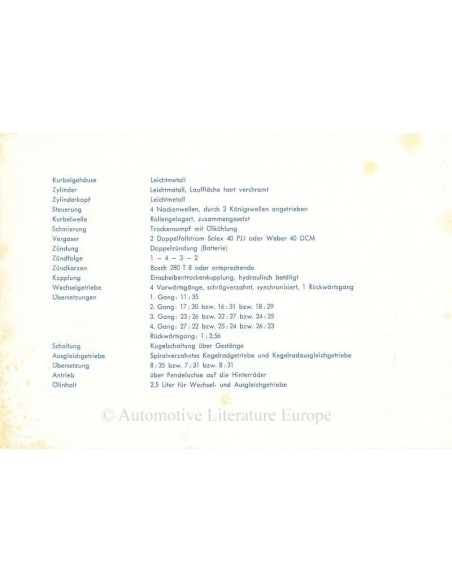 1954 PORSCHE 550 SPYDER / 1500 RS BROCHURE DUITS