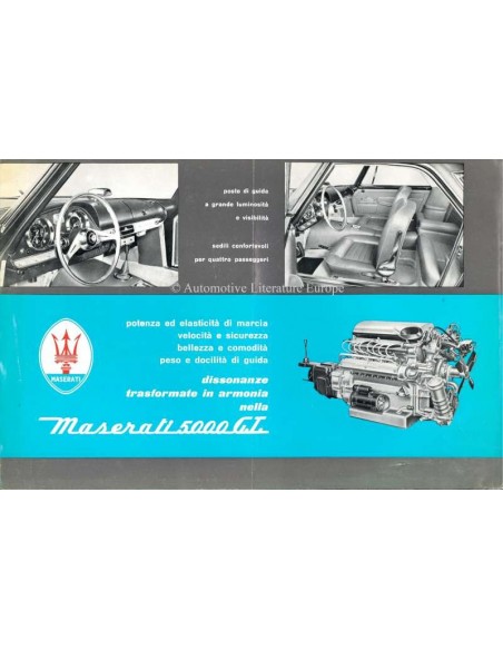 1959 MASERATI 5000 GT COUPE 2+2 INIEZIONE BROCHURE