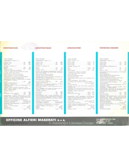 1959 MASERATI 5000 GT COUPE 2+2 INIEZIONE BROCHURE