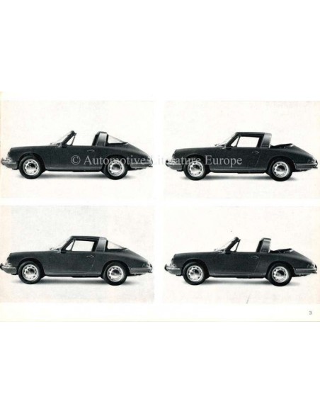 1967 PORSCHE 912 / 911 / 911 L TARGA BIJLAGE INSTRUCTIEBOEKJE ENGELS