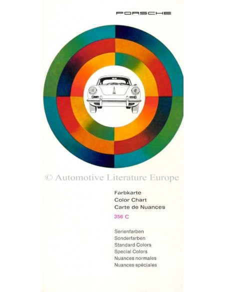 1964 PORSCHE 356 C KLEURENKAART BROCHURE