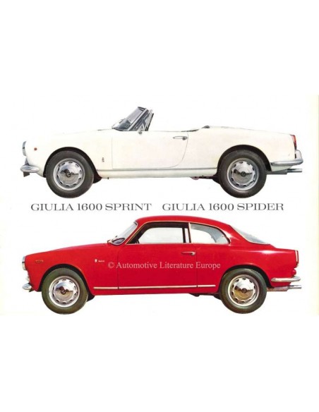 1963 ALFA ROMEO GIULIA 1600 SPRINT & GIULIA 1600 SPIDER BROCHURE DUITS