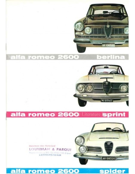1962 ALFA ROMEO 2600 SPRINT / SALOON / SPIDER BROCHURE ENGLISH
