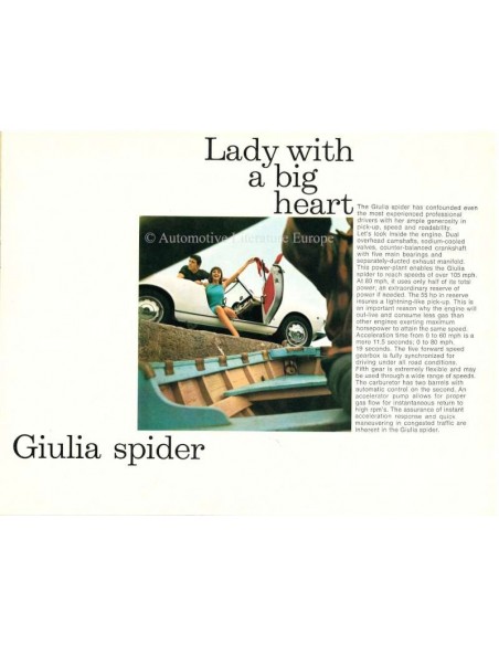 1964 ALFA ROMEO 2600 SPIDER & GUILIA SPIDER / SPIDER VELOCE BROCHURE ENGELS