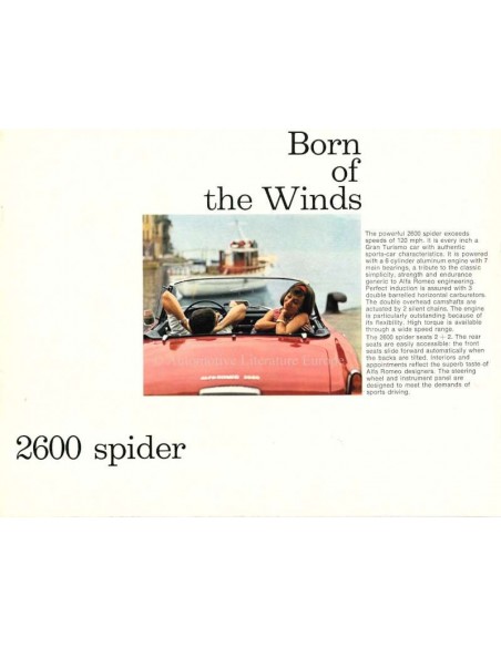1964 ALFA ROMEO 2600 SPIDER & GUILIA SPIDER / SPIDER VELOCE BROCHURE ENGELS