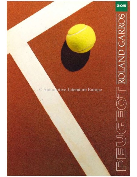 1990 PEUGEOT 205 ROLAND GARROS BROCHURE FRANS