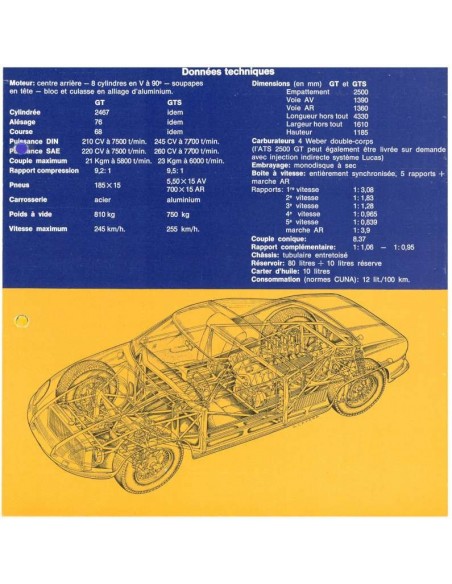 1963 ATS 2500 GT / GTS BROCHURE FRENCH