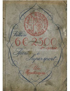 1947 ALFA ROMEO 6C 2500 SPORT & SUPERSPORT OWNERS MANUAL ITALIAN