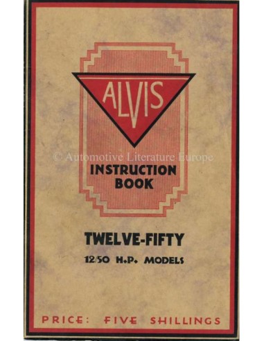 1928 ALVIS 12/50 BETRIEBSANLEITUNG ENGLISCH