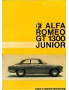 1967 ALFA ROMEO GT JUNIOR 1300 BETRIEBSANLEITUNG ITALIENISCH