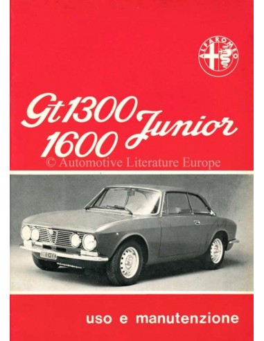 1974 ALFA ROMEO GT JUNIOR 1.3 / 1.6 OWNERS MANUAL ITALIAN