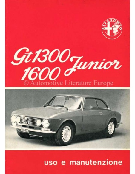 1974 ALFA ROMEO GT JUNIOR 1.3 / 1.6 INSTRUCTIEBOEKJE ITALIAANS