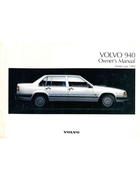 1992 VOLVO 940 INSTRUCTIEBOEKJE ENGELS