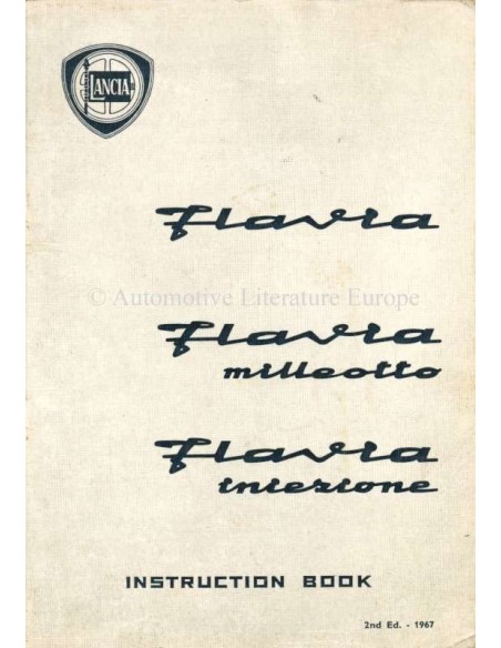 1967 LANCIA FLAVIA LIMOUSINE BETRIEBSANLEITUNG ENGLISCH