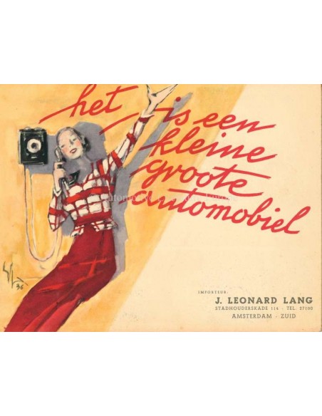 1938 FIAT 500 TOPOLINO BROCHURE NEDERLANDS