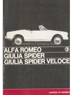 1965 ALFA ROMEO GIULIA SPIDER VELOCE OWNERS MANUAL FRENCH