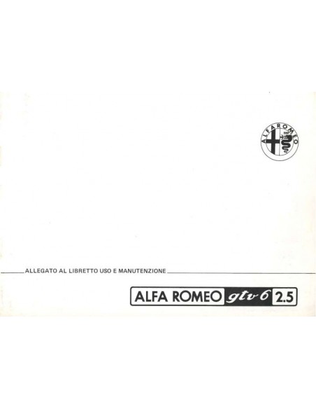 1980 ALFA ROMEO GTV6 2.5 INSTRUCTIEBOEKJE ITALIAANS
