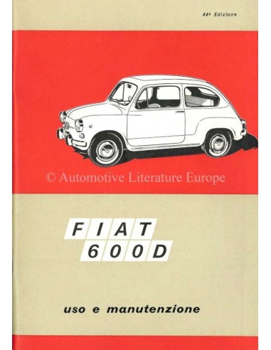 1968 FIAT 600 D OWNERS MANUAL ITALIAN