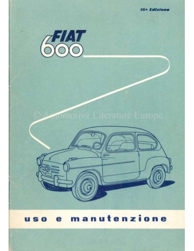 1958 FIAT 600 OWNERS MANUAL ITALIAN