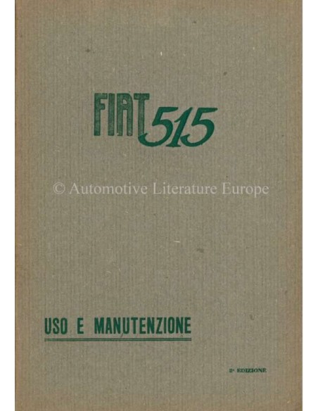 1931 FIAT 515 OWNERS MANUAL ITALIAN